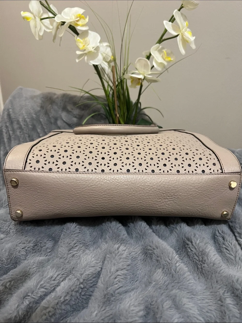 Kate Spade Perri Lane Bubbles Beige Leather Tote EUC retail $478
